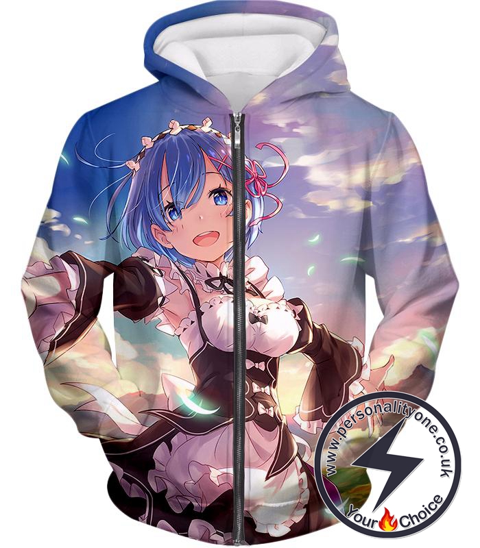 Re:Zero Super Cute Anime Beauty Maid Rem Cool Zip Up Hoodie